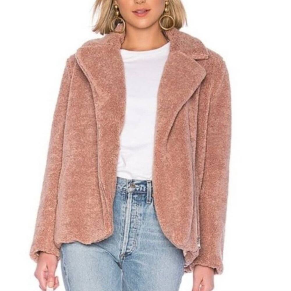Revolve Mink Pink Dusty Rose Pink Sherpa Teddy Jacket Small